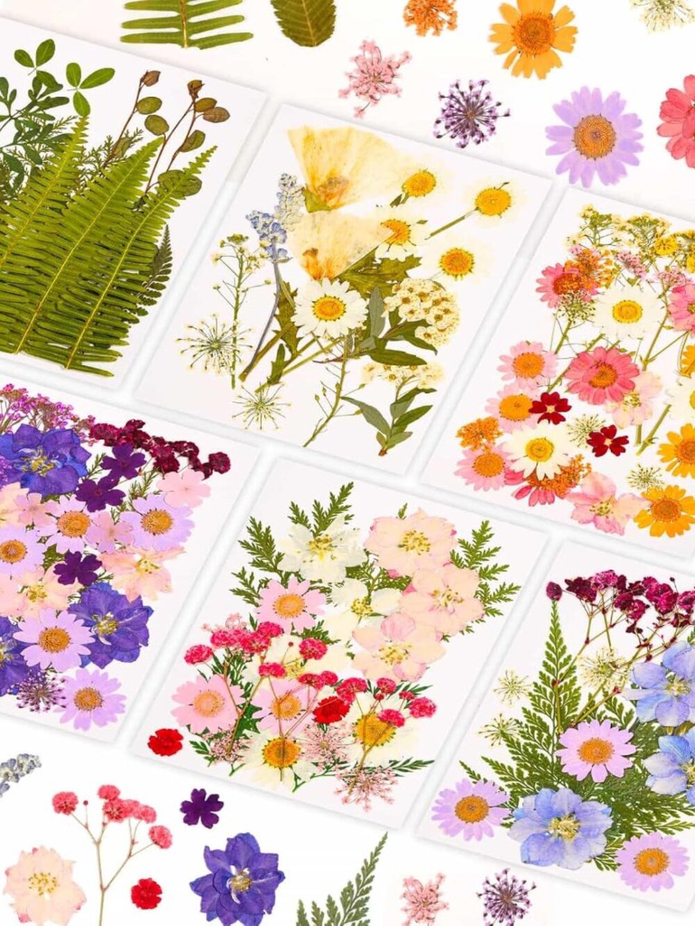 124 Pcs Real Dried Pressed Flowers and Leaves for Resin Crafts
